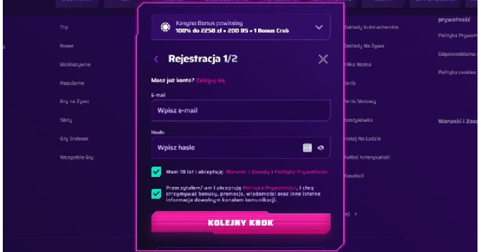 roby casino rejestracja